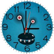  Ellicon B176 Funny Halftone Cartoon Alien Analog Wall Clock (White) 