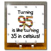 3dRose dc_184970_1 Turning 95 is Like Turning 35 in Celsius-Humorous 95Th Birthday Gift-Desk Clock, 6 by 6-Inch