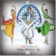  WebPlaza Indian Classical Dance Republic Day Analog Wall Clock (Multicolor) 