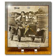 3dRose dc_55931_1 Vintage Ford Laurel Hardy Actors Desk Clock, 6 by 6-Inch