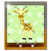 3dRose LLC Green Baby Giraffe Desk Clock, 6 by 6-Inch