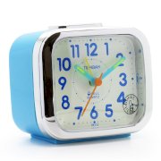 JCC Two Alarm Sound LED Night Light Quartz Analog Non Ticking Sweep Second Hand Bedside Alarm Clock (Blue)