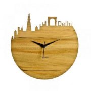 Klok Delhi Skyline Wall Clock Beige