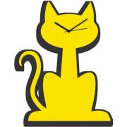  Fab Time Yellow Meow Cat Wall Clock FA116DE12TLBINDFUR