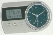 Dual Clock - Digital and Analog Indoor Temperature Home Office Work Desk Travel Alarm Clock