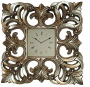 Kairos PU Champagne Gold Elaborate Leaf Pattern Rim Analog Wall Clock