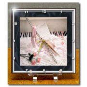 3dRose dc_14906_1 Desk Clock, Music of Flute and Keys, 6 by 6-Inch