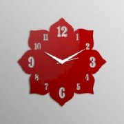 Pyramid Clocks Numbered Petals Red Wall Clock