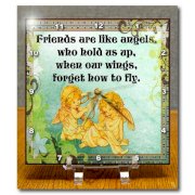 3dRose dc_52222_1 Friends Two Harped Angels with a Beautiful Friend Poem for The Perfect Gift Desk Clock, 6 by 6-Inch