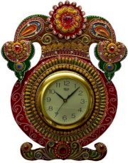 eCraftIndia Kundan Studded with Kalash Design Analog Wall Clock