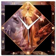 WebPlaza Girl With Dragons Analog Wall Clock (Multicolor) 