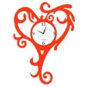 Klok Heart Tail Wall Clock Orange