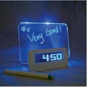 Fluorescent Message Board Blue LED Digital Alarm Clock 4 Port USB Hub Calendar