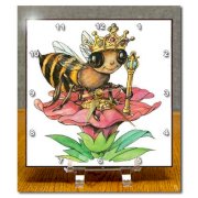 3drose Bee The Queen Desk Clock, 6 by 6-Inch