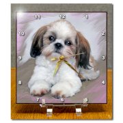 3dRose LLC Shih Tzu Puppy 6 by 6-Inch Desk Clock