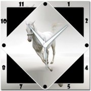 WebPlaza White Horse Analog Wall Clock (Multicolor) 