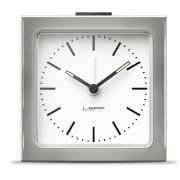 Alarm Clock Block Stainless Steel White Index