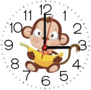 Ellicon 224 Monkey Eat Banana Analog Wall Clock (White) 