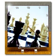 Carsten Reisinger Illustrations - Chessboard with various chess pieces concept - Desk Clocks - 6x6 Desk Clock