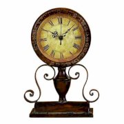 Tuscany-Inspired Metal Mantel Clock 12"