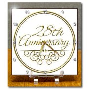 dc_154470_1 InspirationzStore Occasions - 28th Anniversary gift - gold text for celebrating wedding anniversaries - 28 years married together - Desk Clocks - 6x6 Desk Clock