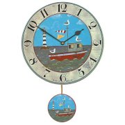 Lascelles Boat Pendulum Wall Clock, Blue, Dia.28.5cm