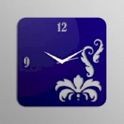 Pyramid Clocks Abstract Swirl Flower Blue Wall Clock