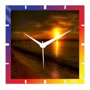  Moneysaver Sunset On The Beach Analog Wall Clock (Multicolor) 