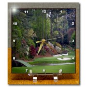 3dRose dc_131410_1 Augustas Amen Corner Golf Course Golfers on Bridge Desk Clock, 6 by 6-Inch