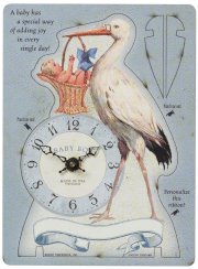 Timeworks Pot Out Clock, Blue Stork with Baby Boy Sentiment