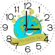 Ellicon B242 Earth Day Cartoon Analog Wall Clock (White) 