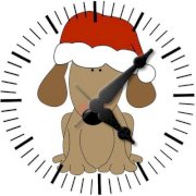  Ellicon 33 Dog Wearing Santa Hat Analog Wall Clock (White) 