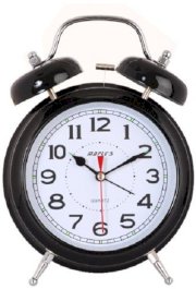 Maple's 6-Inch Double Bell Alarm Clock, Black