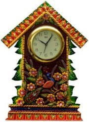 eCraftIndia Papier-Mache Floral Hut Design Analog Wall Clock