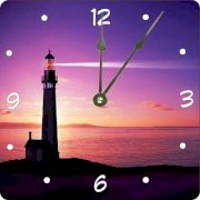 Rikki KnightTM Lighthouse at Sunset Design Design 6" Art Desk Clock