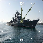 Rikki KnightTM Warship at Sea Design 6" Art Desk Clock