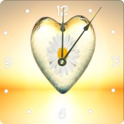 Rikki KnightTM Icy Daisy Heart Design 6" Art Desk Clock