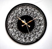 Kwardrobe Floral Round Analog Wall Clock (Black)
