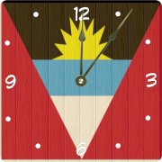 Rikki KnightTM Anguilla Flag on Distressed Wood Design 6" Art Desk Clock