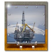 3dRose dc_87670_1 Alaska, Industry, Offshore oil rig, Cook Inlet - US02 PSO1091 - Paul Souders - Desk Clock, 6 by 6-Inch