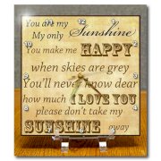 3dRose dc_79369_1 Vintage Songs You Are My Sunshine- Love Songs-Desk Clock, 6 by 6-Inch