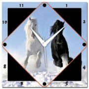 WebPlaza Two Horses Analog Wall Clock (Multicolor) 