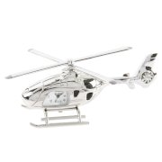 Miniature Clock Silver Plated Helicopter in a Personalised Gift Box Free Engraving