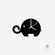 Osaree Baby Elephant silhouette nursery for kids room decor Analog Wall Clock (Matte Black)