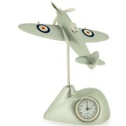 Miniature Silver Techno Flying Spitfire Novelty Desktop Collectors Clock 0487