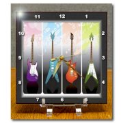 3dRose dc_40766_1 Framed 4-Heavy Metal N Rock Guitars Desk Clock, 6 by 6-Inch