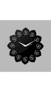 Creative Width Decor Aum In Petals Black Wall Clock