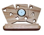 Handmade 3 Aces Wooden Desk Clock Statue