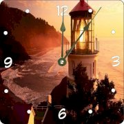 Rikki KnightTM Lighthouse on Hill Design Design 6" Art Desk Clock