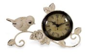 9" Antique Style Bird & Floral Branch Design Table Clock